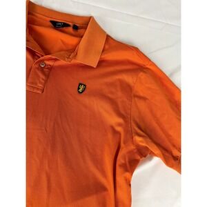 LINCS‎ David Chu Men's XXL Short Sleeve Orange Polo Golf Shirt Lion Logo